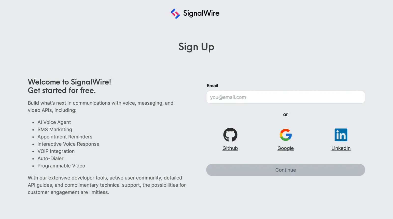 Sign up for a SignalWire account.