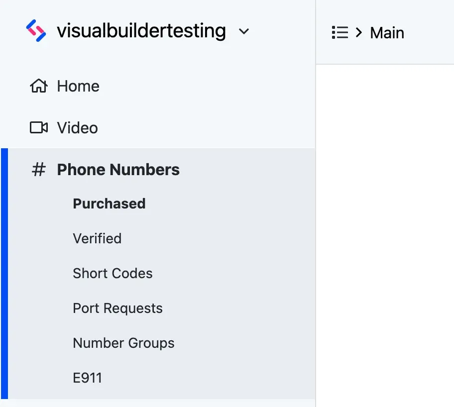 The Dashboard sidebar with Phone Numbers expanded to show Purchased, Verified, Short Codes, Port Requests, Number Groups, and E911.
