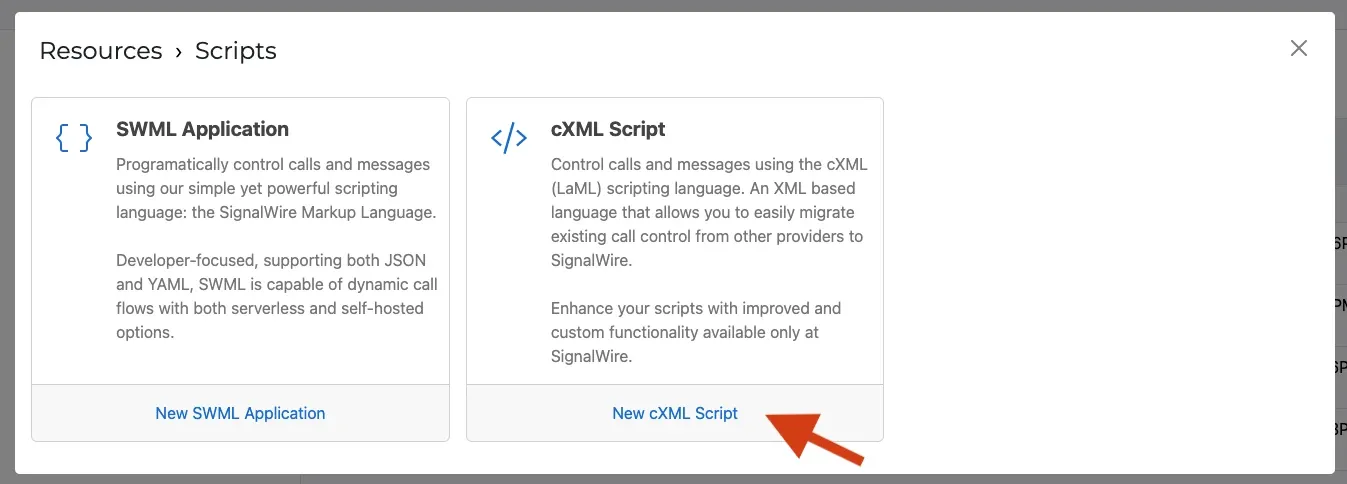 Create a new cXML script.